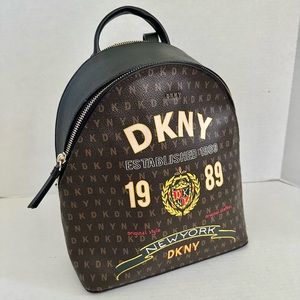 DKNY Monogram Backpack with Black and Yellow Accents